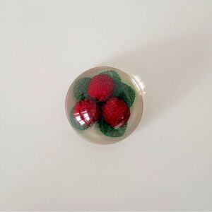 Lucite Berry Paper Weight Vintage Retro Raspberry